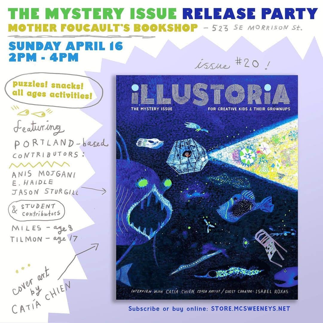 Jason G. Sturgillのインスタグラム：「Hey Portland peeps! If you’re around on Sunday, April 16th, @illustoria_mag is having a release party for the new issue at @motherfoucaultsbooks! Stop by and say hello, @ehaidle and @thepianofarm will be there too.」