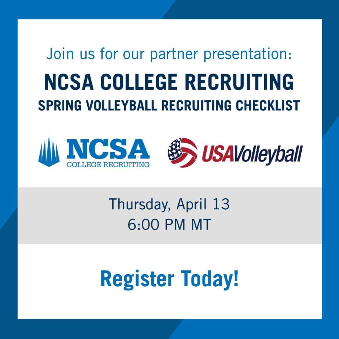 USA Volleyballさんのインスタグラム写真 - (USA VolleyballInstagram)「Learn all about the athletic recruiting process and what steps student-athletes should take each spring in the upcoming NCSA Athletic Recruiting webinar!  Link in bio to register.」4月13日 1時01分 - usavolleyball