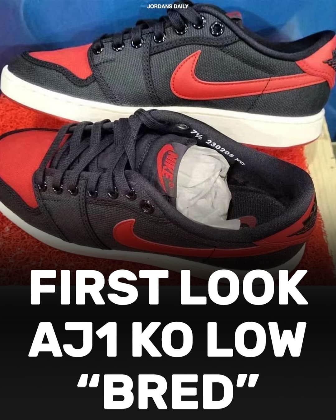 Sneaker News x Jordans Dailyさんのインスタグラム写真 - (Sneaker News x Jordans DailyInstagram)「Early images of the Air Jordan 1 KO Low "Bred" have surfaced. Who's feeling these!? 💭⁠ ⁠ LINK IN BIO for more details!」4月13日 1時54分 - jordansdaily