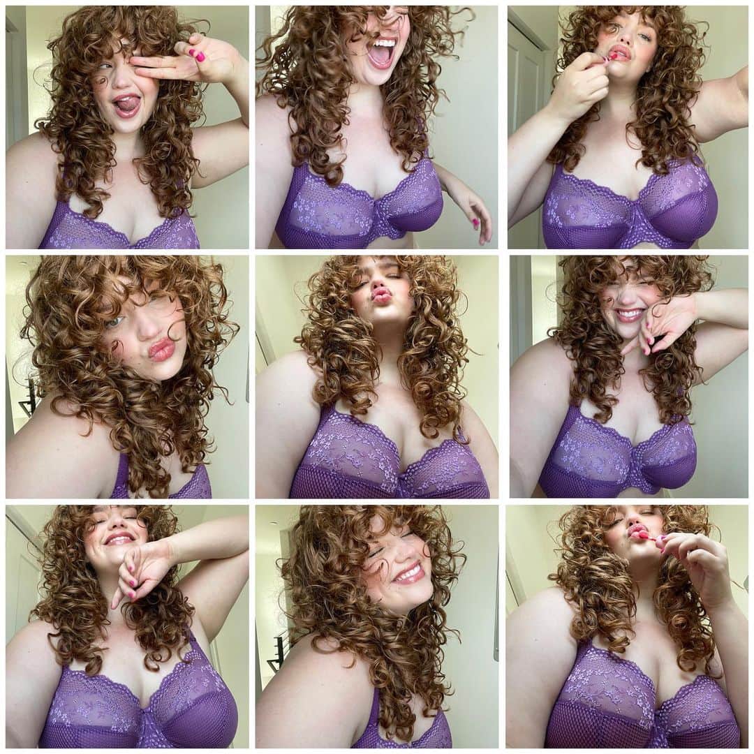 ブリー・キッシュのインスタグラム：「@elomilingerie’s Charley plunge bra in pansy is a spring dream 🌷✨ the fit! the color! the comfort! head over to @barenecessities to find your size and shop! 💜 #ad」