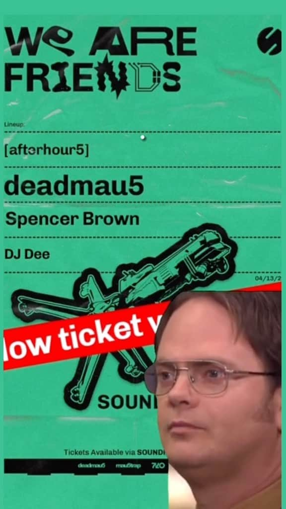 デッドマウスのインスタグラム：「POV: your boss vs our boss 🙃  ⚠️ low ticket warning ⚠️ limited tix remain for the first #wearefriends x @sound_nightclub residency night of the year :D grab your tix before it’s too late, head over to 🔗 in bio!」