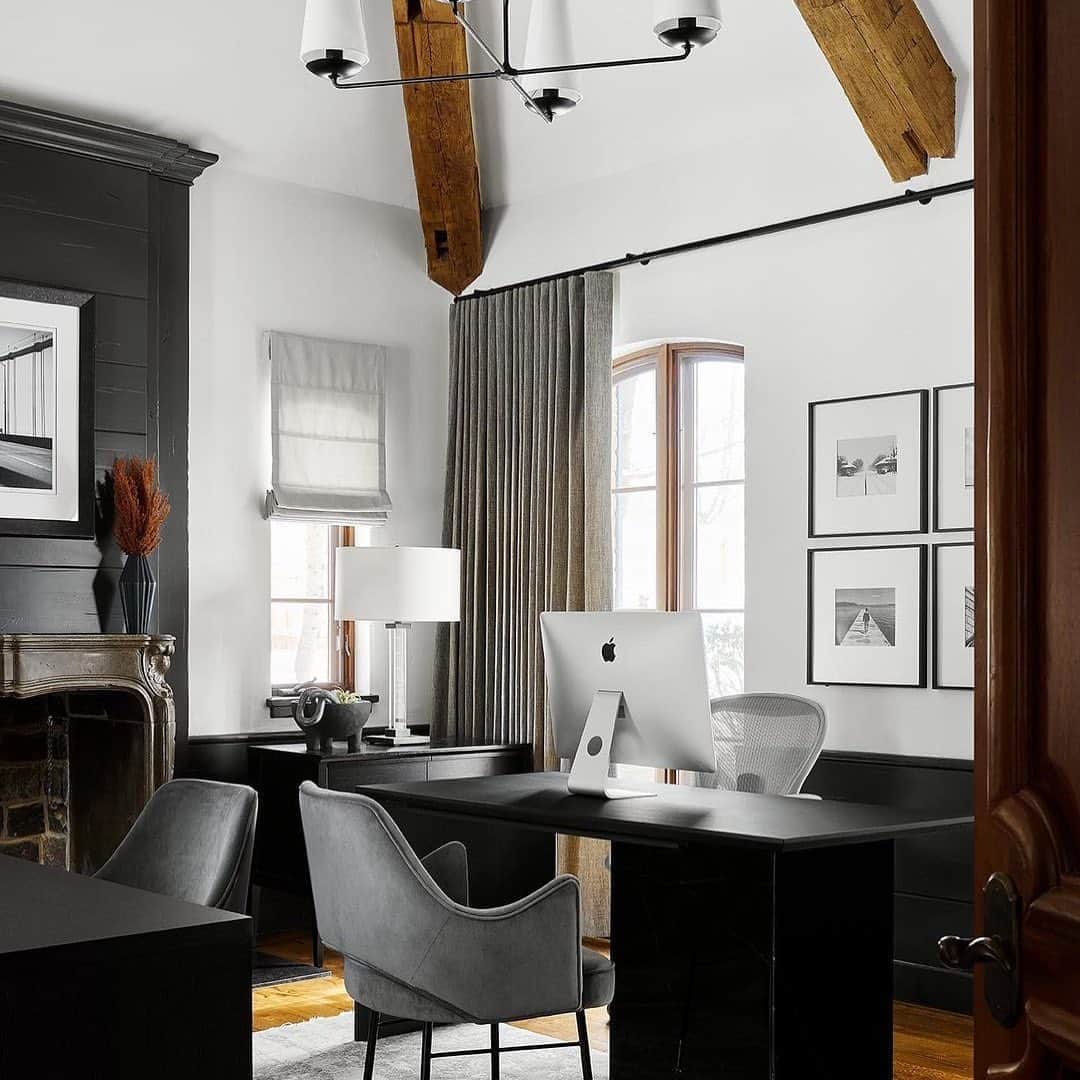MT DOMAINEのインスタグラム：「A perfect moody home office.   Via (@devon_grace_interiors) #MyDomaine」