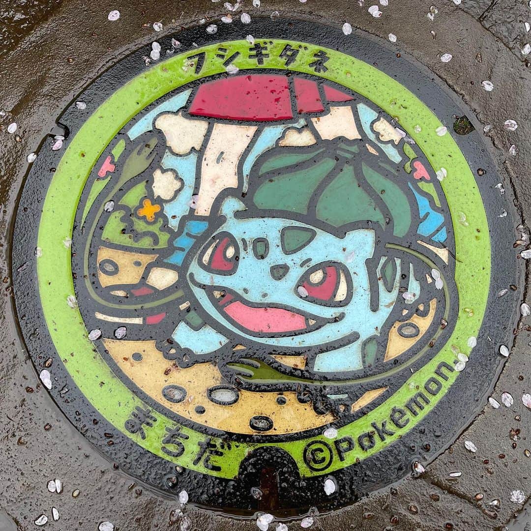 十九川宗裕のインスタグラム：「ポケふた 東京都/町田市 . 全国図鑑No.0001、フシギダネ 記念すべきこのポケモンが町田に居るのは、ポケモンの生みの親、田尻智さんが育った土地だからでしょうか 数えきれないほどクリアした赤緑では一番選ばなかったポケモンかも🤔 . 8ヶ所目 #ポケモン #ポケふた #heart_bbb_ポケふた」