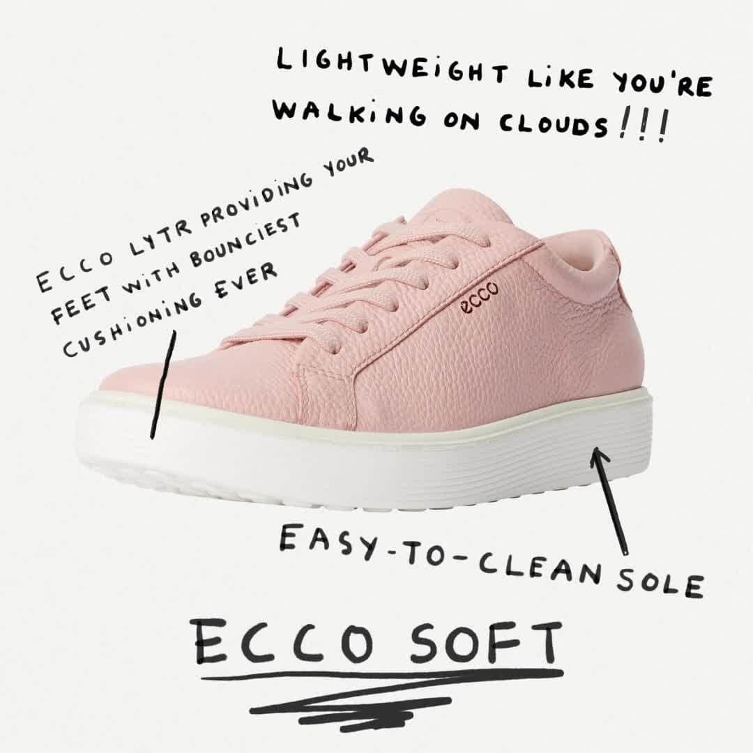 エコーのインスタグラム：「Walk on clouds in the limited edition ECCO SOFT 60. Crafted from ECCO’s own compostable Organic-Tanned Leather.  For more on Organic-Tanned Leather (ISO 15115:2019(E)), link in bio.」