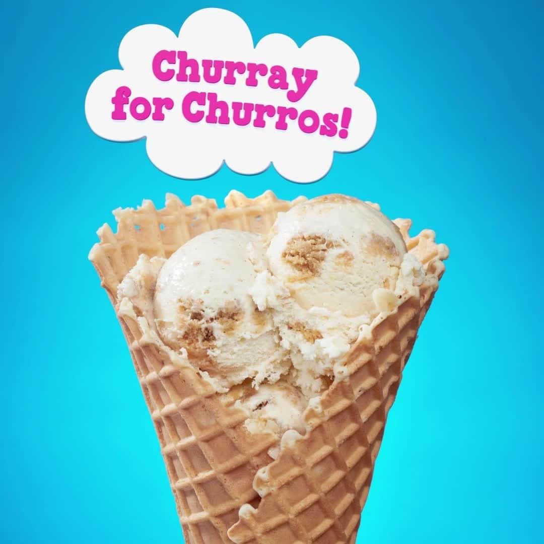 Ben & Jerry'sのインスタグラム：「Churray for waffle cones! Look for NEW Churray for Churros! at your local Scoop Shop.⁠ ⁠ 📍 Find your nearest shop at the link in our bio!」