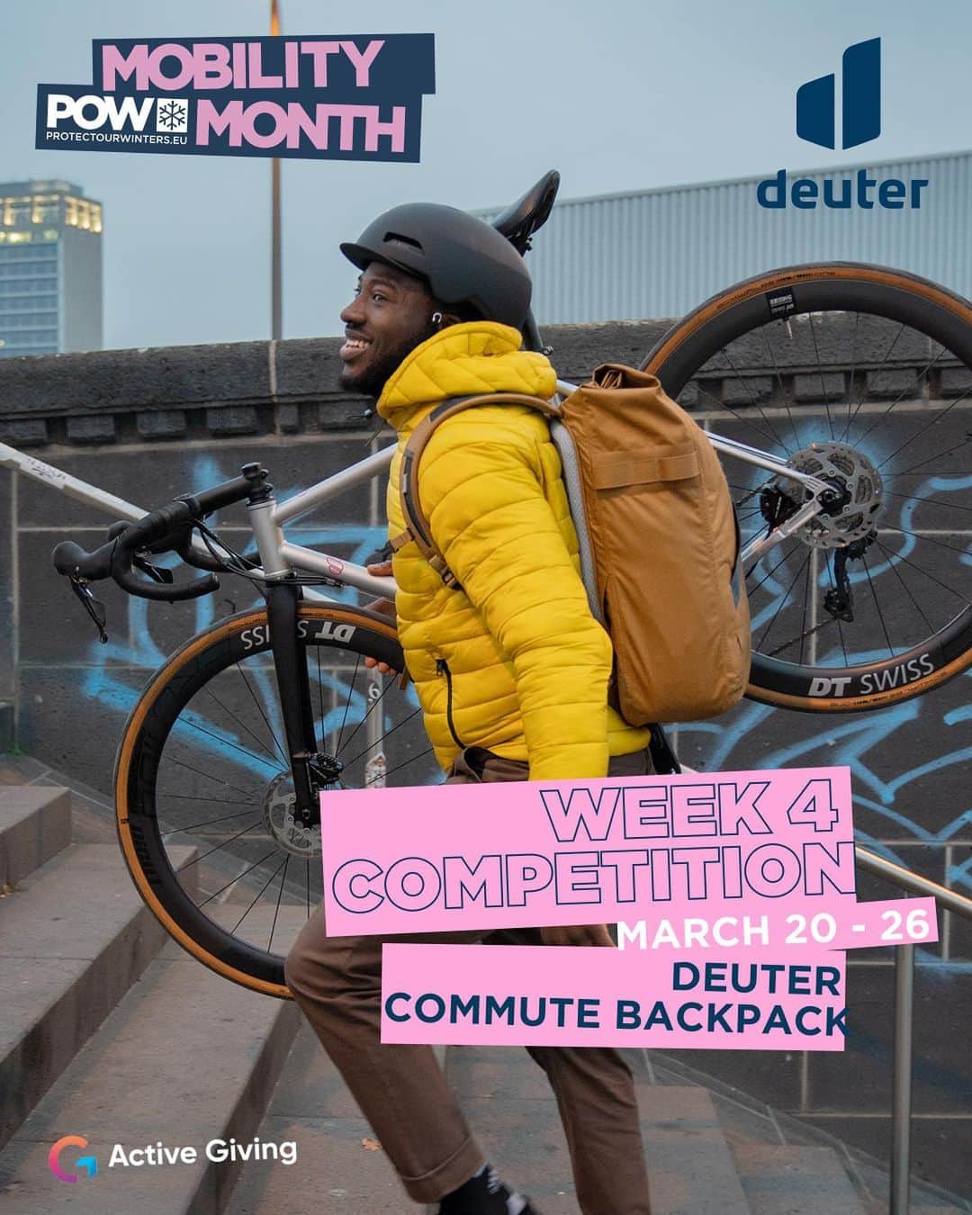 のインスタグラム：「Win the perfect backpack for your sustainable commute!🤌🌿  This week you can win the Bike backpack AMAGER 25+5 from @deuter 🎒  How to enter: 1. Join your favourite European POW Chapter in the Active Giving-app*. 2. Track your sustainable travels on the Active Giving-app and share your weekly tracked activities on Instagram (via the Active Giving-app) 3. tag @protectourwinterseurope and hashtag #POWMobility  … for a chance to win!✨  Make sure to have a public account and we will pick our favourite.  *instructions on how to join your Chapter Team can be found on the website and our Instagram.  Competition runs between 20-26 March. Open to individuals within Europe. See full terms and conditions on our website - link in bio. Winner will be selected after the week and notified via DM.  The competitions during POW Mobility Month are not associated with Facebook/Instagram and is in no way sponsored, endorsed or organised by Facebook/Instagram.  Good luck! #protectourwinters #protectourwinterseurope」