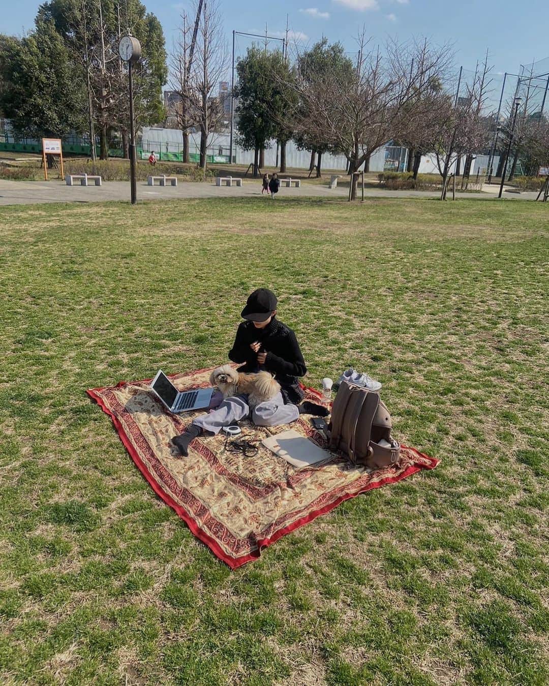 佐藤里緒菜さんのインスタグラム写真 - (佐藤里緒菜Instagram)「_ 青空の下で作業 すごい捗るからおすすめ🌞 日光浴してるシカク癒しすぎる… あー平和。」3月21日 19時55分 - riona__