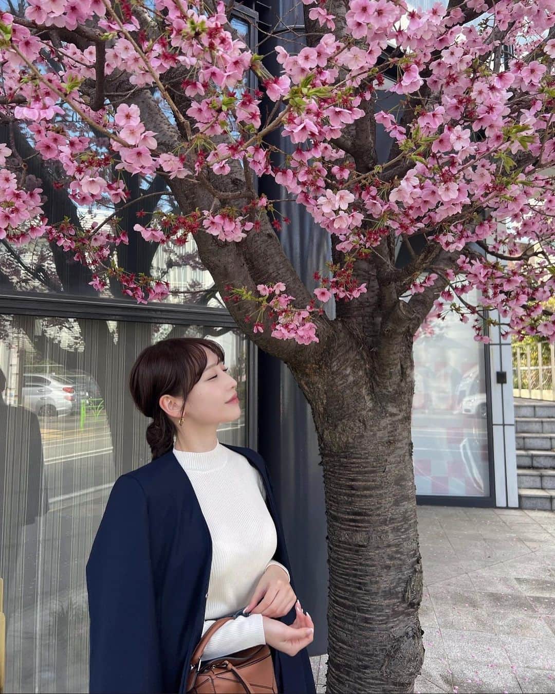 よねいはるかさんのインスタグラム写真 - (よねいはるかInstagram)「🌸♡  まだまだ咲いててほしい。  @casa_fline × @yanuk_official   コラボのデニムアイテム、いつも可愛い.. 👖🤍  jacket #anuans  pants #casafline × #yanuk  bag #loewe」3月20日 21時03分 - rabbit____2