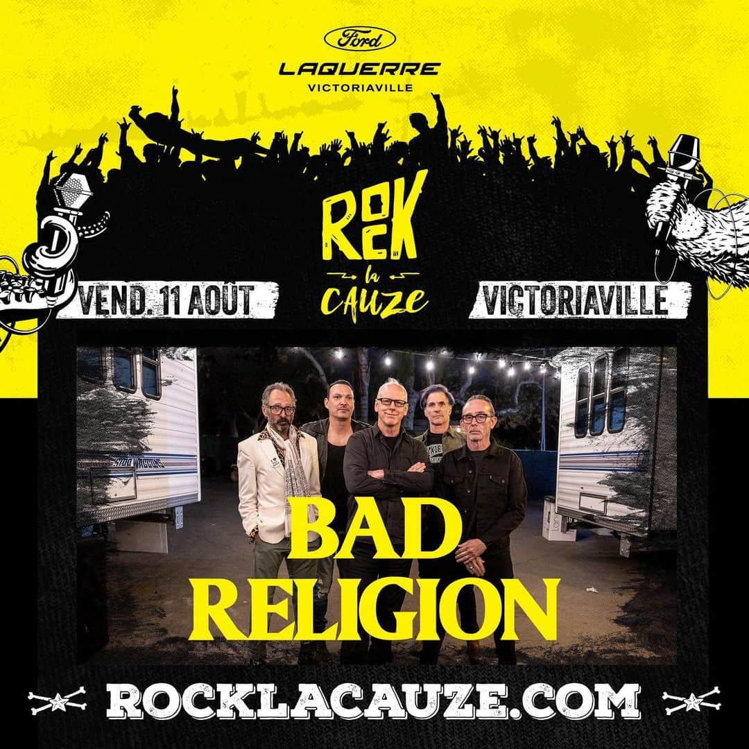 Bad Religionのインスタグラム：「Ya-Hey! We are thrilled to be headlining the 5th edition of Rock la Cauze! Tickets are already on sale 🎟️ tickets available at rocklacauze.com」