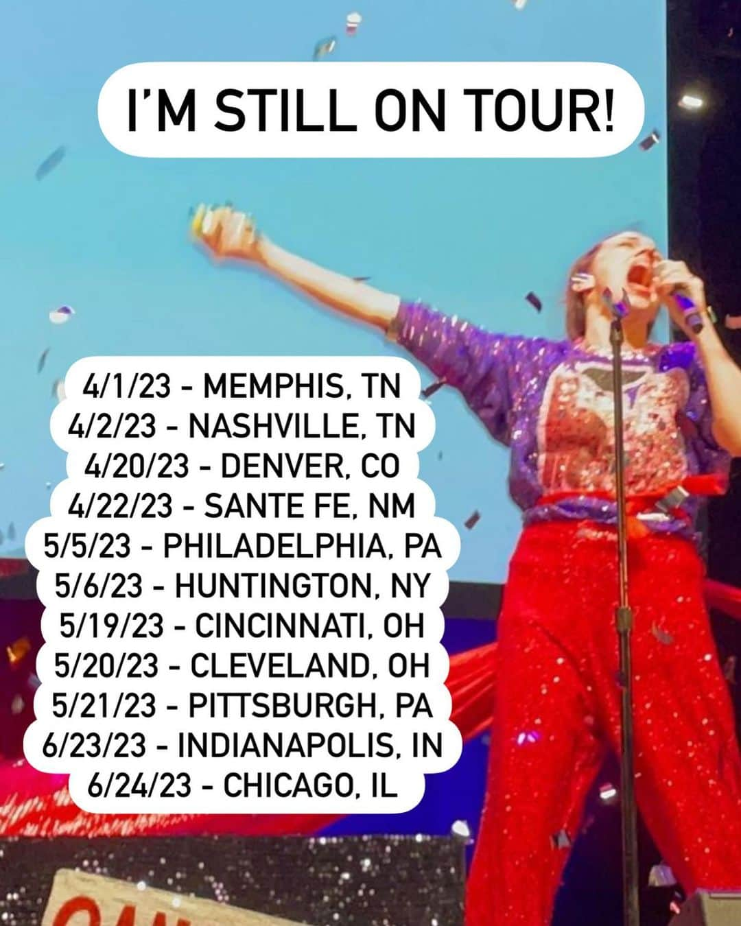 ミランダ・シングスのインスタグラム：「Get tix. Mirandasings.com. If I add more cities where shuld I go?」