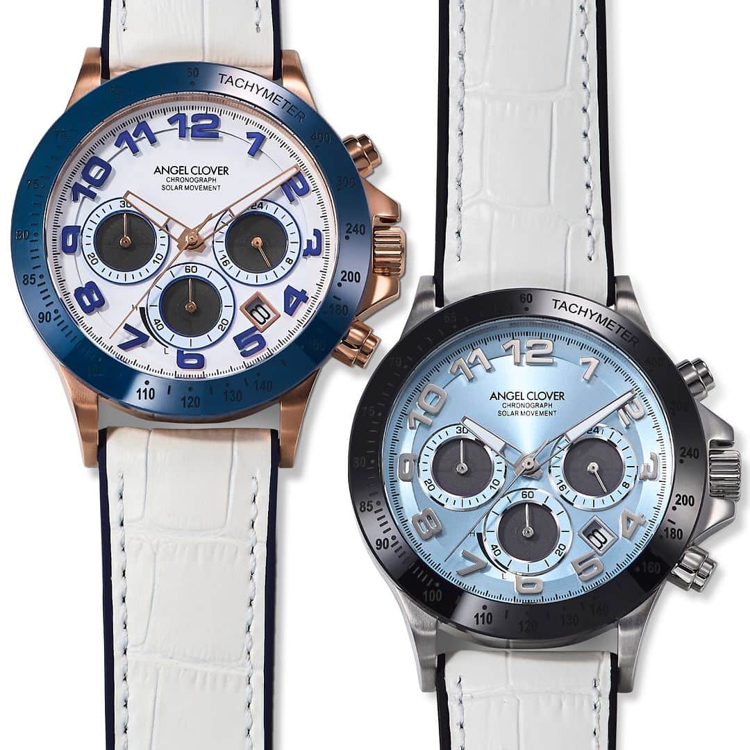 エンジェルクローバー公式のインスタグラム：「実用性と高級感が一体となった、“ラグスポソーラー時計”。男らしい“デカ厚時計”でありながら、エレガントな質感とデザインを取り入れたコレクション。  LUCE SOLAR LUS44SBU-WH LUS44PWH-WH  #腕時計 #アクセサリー #時計 #ウォッチ #腕時計くら部 #腕時計好き #コーディネート #ANGELCLOVER #エンジェルクローバー #セラミック #メンズコーデ #Safari #サファリ」