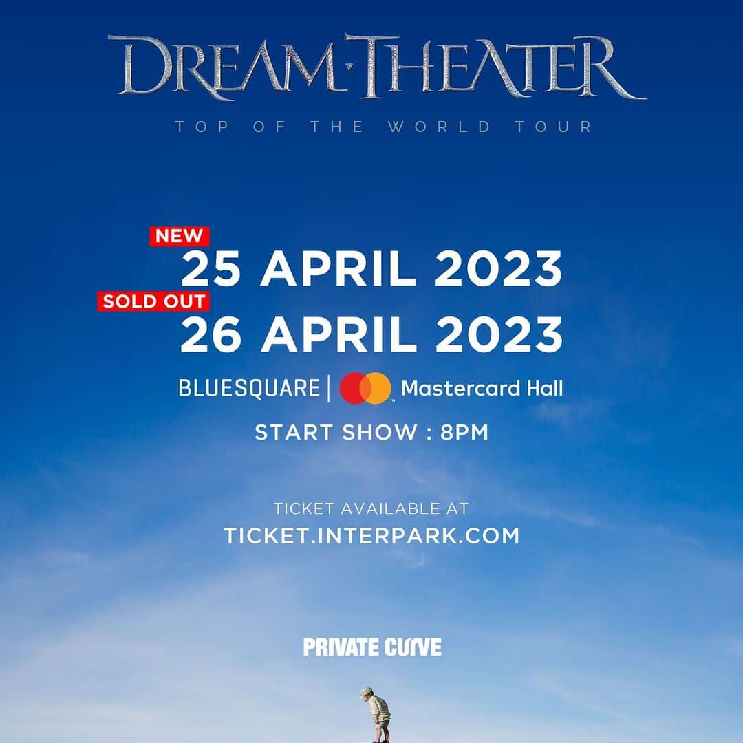 ドリーム・シアターのインスタグラム：「Our show in South Korea 🇰🇷 on April 26 at BlueSquare Mastercard Hall is now sold out! We've added an additional show the day before (April 25). Tickets go on sale Thursday March 23 at 12pm KST!」