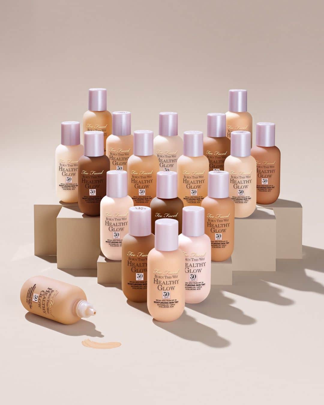 Too Facedのインスタグラム：「✨ NEW ✨ Makeup that works like Skincare! Introducing Born This Way Healthy Glow SPF 30 Skin Tint Foundation! 😍 Hydrated, protected, and radiant skin SO natural they'll think you were... Born This Way! 💕 Available now on toofaced.com! #toofaced #tfcrueltyfree #tfbornthisway」