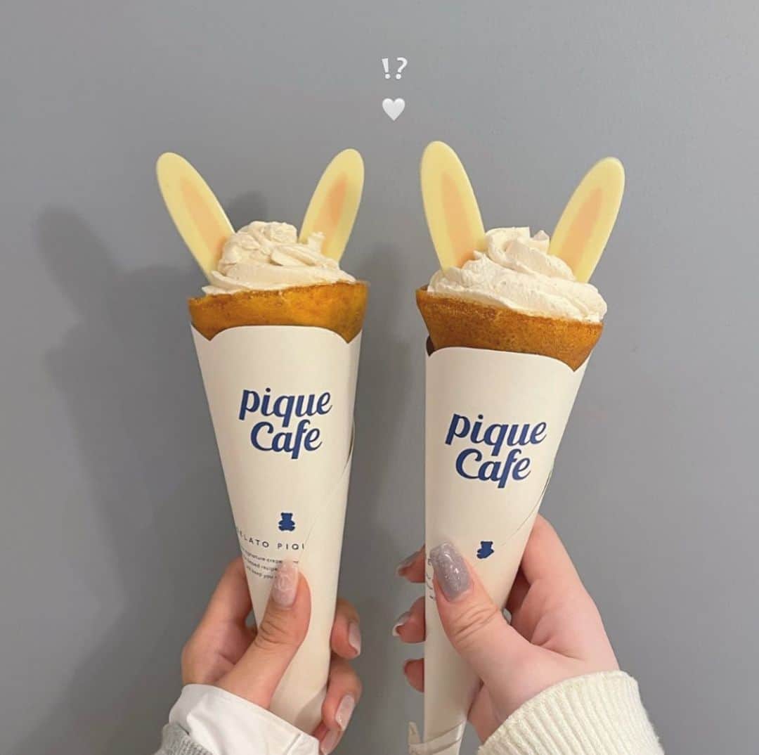 竹村夏音のインスタグラム：「gelate pique cafe 🍨🥨🥣  イースター限定クレープ食べてきた🐇♡」