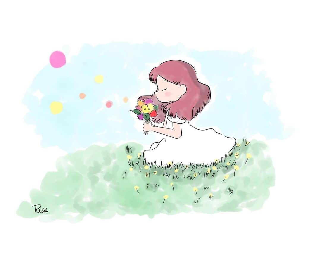 尾崎里紗のインスタグラム：「春🌷🌷 ⁡ ⁡ #risawithillust」