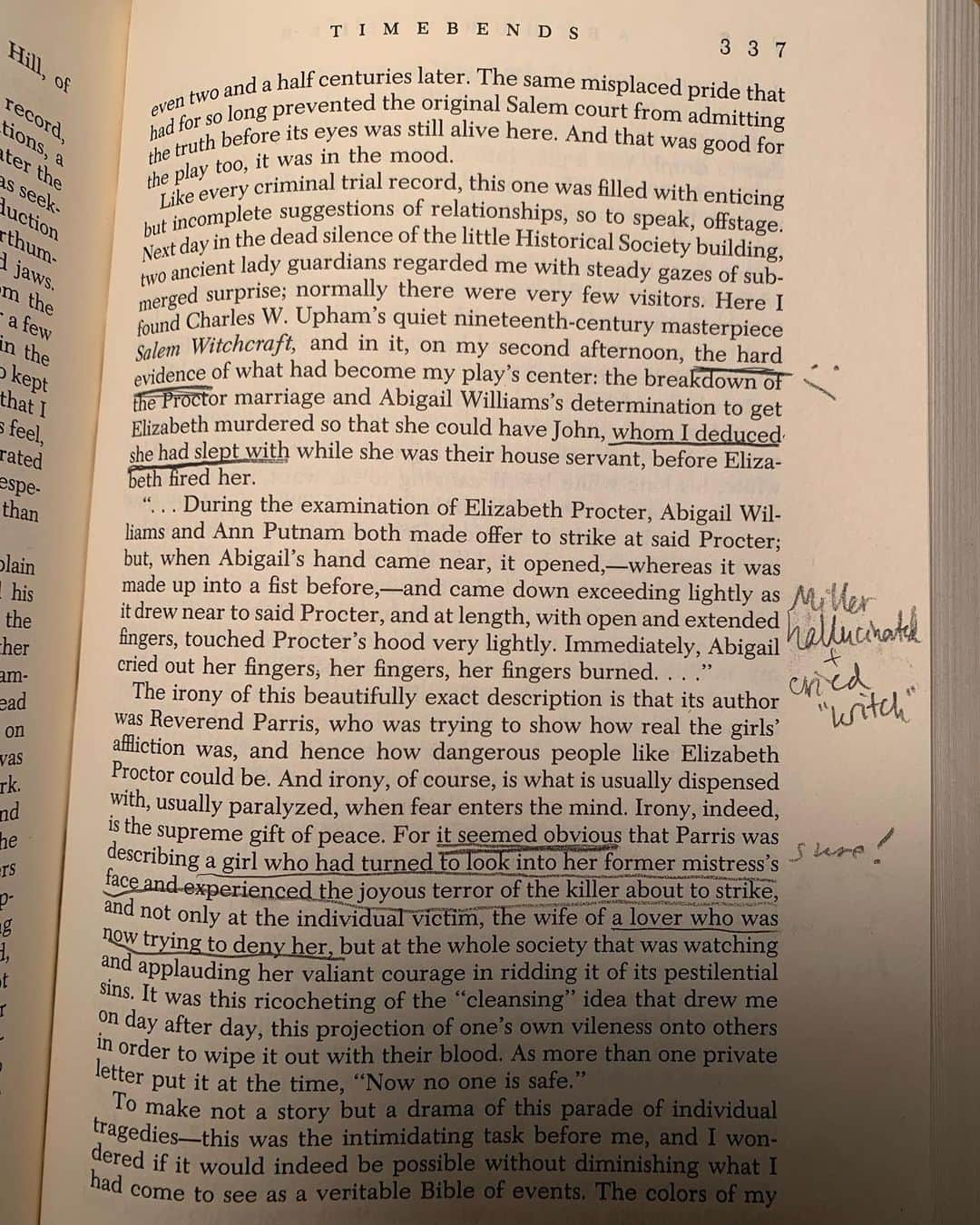 タヴィ・ゲヴィンソンさんのインスタグラム写真 - (タヴィ・ゲヴィンソンInstagram)「The Good John Proctor imagines the months leading up to the events dramatized in Arthur Miller’s The Crucible. You don’t need to know that play to see ours—it’s about childhood, memory, other BUMMERS—but performing in it has led me to realize how LONG I have spent thinking about Miller’s play and how full circle this show feels for me. Ahem: Pic 2 - 2010 blog post, age 14, showing artful appropriation of Miller’s dialogue 🖼 3 - playing Mary Warren on Broadway in 2016, age 20 🎭 4 - being attacked by Ben Whishaw as John Proctor - rock on 🎸 5 - page from Miller’s autobiography that offers some insight into the misogyny that informed one of the most widely produced American plays…more thoughts on this in good time ⏳  6 - spending literal years writing a CRUCIBLE of my feelings about the play…now evolving because… 📑 7 - I learned @talenemonahon was writing a play inspired by it! We started emailing and went to Miller’s archives together at the Harry Ransom Center 😍 8 - two workshops later, rehearsals for The Good John Proctor @bedlambedlambedlam 🌗 9 - opening night with these incredible artists I love and admire so much ❤️‍🔥 10 - I play Mercy Lewis, age 14, like I was in this photo, too. ❤️‍🩹」3月22日 12時13分 - tavitulle