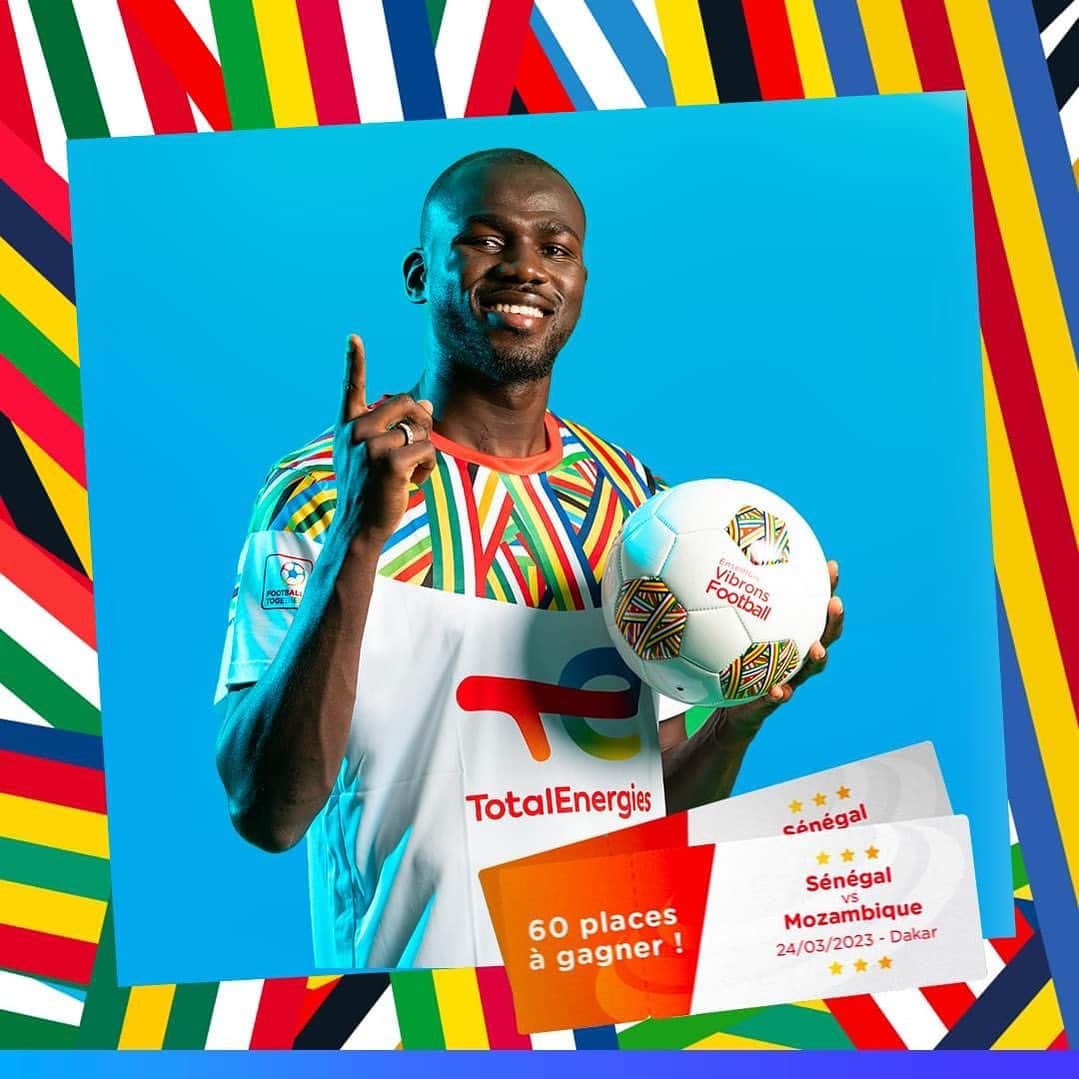 カリドゥ・クリバリのインスタグラム：「🎉 ⚽️ Pour célébrer la signature de mon partenariat avec TotalEnergies Marketing Sénégal, nous souhaitons inviter 60 d’entre vous au match des Lions vs l’équipe du Mozambique ce vendredi à Dakar ! Pour tenter de gagner, suivez les instructions dans le post de TotalEnergies *Lien en story *  #KK #TotalEnergies #FootballTogether #ndamyubess」
