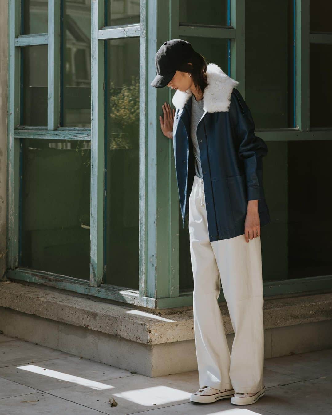 イネスエマレシャルのインスタグラム：「Streetwear was born as a possibility to express yourself artistically through style. Let Inès & Maréchal’s new MELBOURNE jacket guide you into High Fashion. #inesetmarechal #highfashion #leatherjacket」