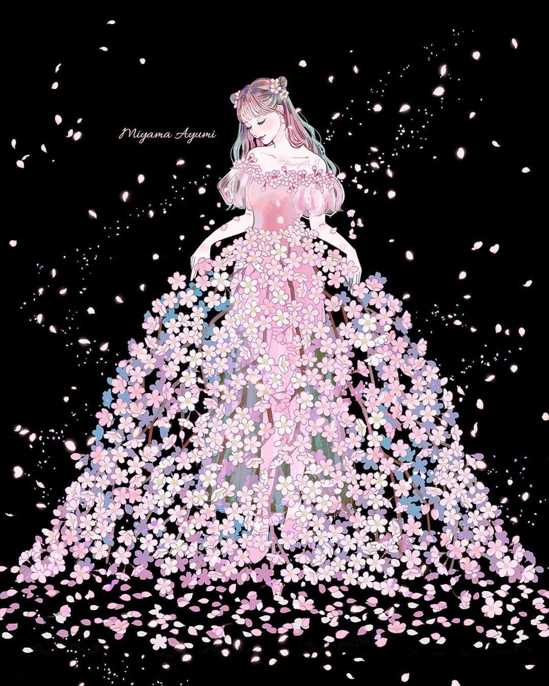 miya(ミヤマアユミ)さんのインスタグラム写真 - (miya(ミヤマアユミ)Instagram)「桜のドレス 🌸🌸🌸  開花してきましたね。  こちらの絵を「#桜Exhibition 2023」で展示します。 ------------------------ 「桜 Exhibition 2023」 https://sakuraexhibition.com/profile_943 1. 本会期 – Gallery CORSO（九段下） 2023年3月31日(金) ～4月9日(日) 11:00～20:00 (初日16:00〜、最終日〜18:00) 入場無料 ------------------------ お花見がてらよろしければご覧ください。  #春 #Spring #さくら #サクラ #桜  #artwork #art #illust #illustration #draw #illustrator #イラスト #イラストレーター #ガールズイラスト #miyamaayumi #ミヤマアユミ #花 #flowers #flower #sakura #cherryblossoms #pink #ピンク」3月22日 20時46分 - miya78pic