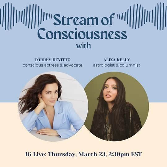 トーレイ・デヴィートのインスタグラム：「So excited to be speaking with astrologer, columnist and so much more, @alizakelly . Come join us live, tomorrow, March 23rd at 2:30 pm eastern! 🤍」