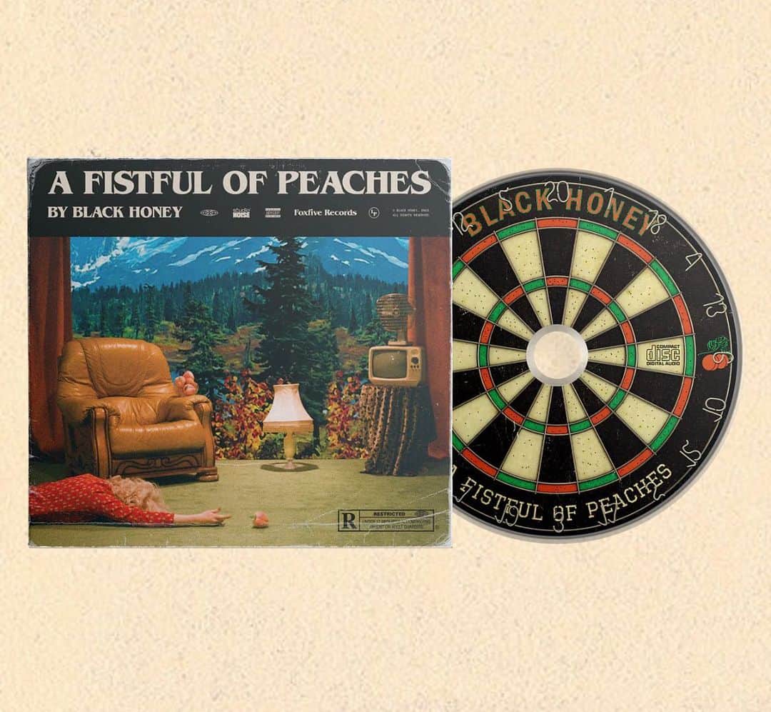 のインスタグラム：「The splendid new album from our dear friends @BlackHoney 'A Fistful Of Peaches' is now on sale for only £5, grab a bargain x   https://blackhoney.backstreetmerch.com/products/fistful-of-peaches-cd」