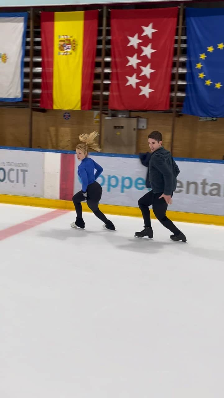 キリル・ハリャヴィンのインスタグラム：「We are so grateful to start our coaching careers working with @sofiaval_1 and @asaf.kazimov !😊 Two amazing and extremely talented skaters who did such a beautiful couple in such a short period of time! It’s a pleasure to work with you guys!  Enjoy your first @isufigureskating Worlds! We are proud of You! #ValKazimov #SKicedance #TeamSpain」