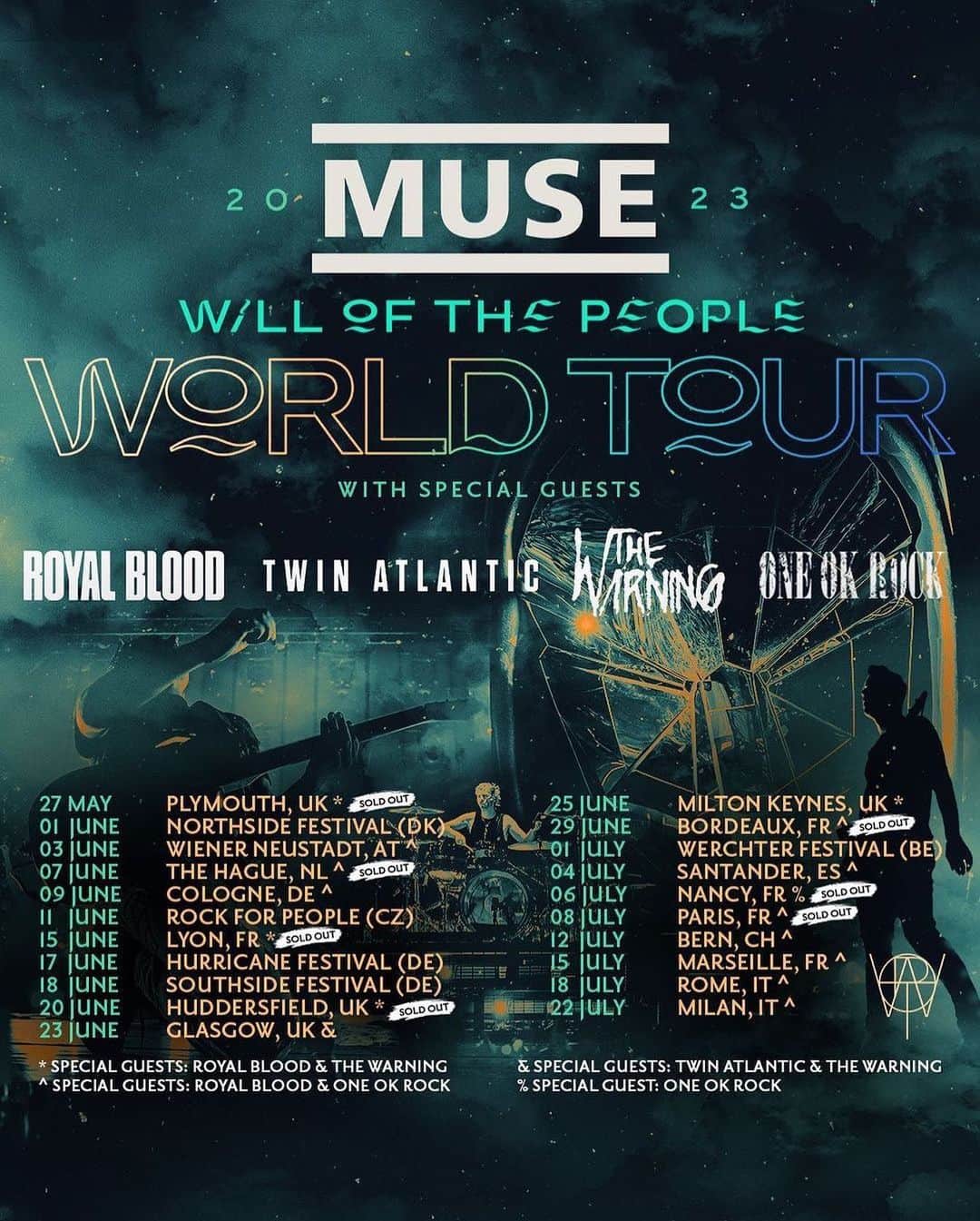 ONE OK ROCK WORLDさんのインスタグラム写真 - (ONE OK ROCK WORLDInstagram)「- ◼️#repost from @muse  - The #WillOfThePeople World Tour comes to the UK and EU this summer. Support provided by @royalblooduk, @twinatlantic, @oneokrockofficial and @thewarningrockband for select dates 🔥 Ticket link in stories. See you there. - ⬜︎この夏６月から始まるMUSEのイギリスとヨーロッパツアーのサポートアクトにONE OK ROCKが出演決定‼︎ （ロイヤルブラッド、ツインアトランティック•ザ•ウォーニングと日を選んでの出演となる。） チケットのリンクはストーリーに。  #oneokrockofficial #10969taka #toru_10969  #tomo_10969 #ryota_0809 #fueledbyramen#luxurydisease#willofthepeopleworldtour2023  -」3月23日 6時20分 - oneokrockworld
