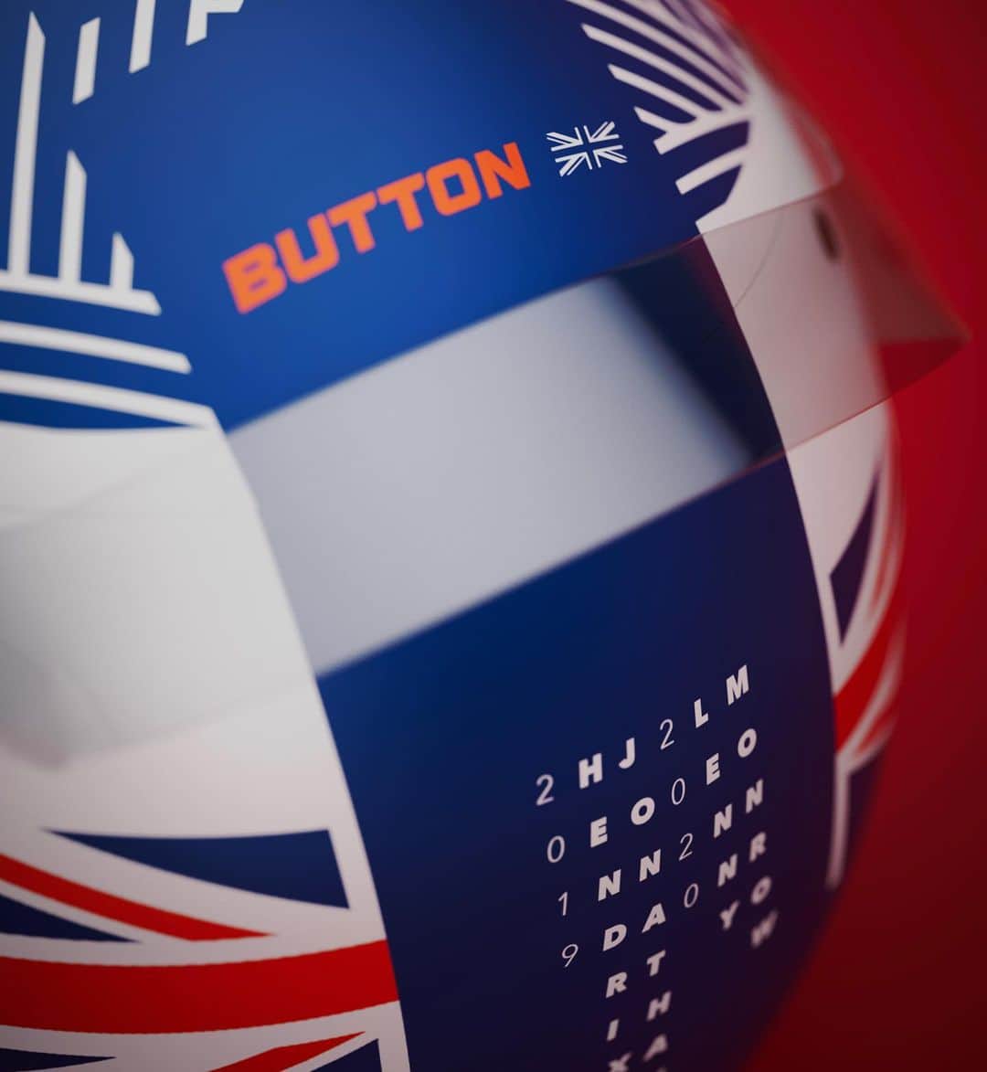ジェンソン・バトンのインスタグラム：「New lid coming in hot for my first race @nascar Cup series this weekend @cota_official. Who’s coming?  Design by @andwerndesign」