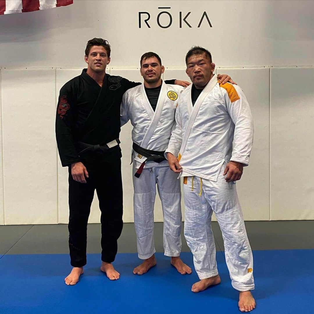 石井慧のインスタグラム：「It’s been a while since I last train by Kimono.🥋It was fun and I had a great training with @nicholasmeregali and @giancarlobodoni this morning. My front legs are completely dead by gripped Kimono.😂 Good luck @nicholasmeregali on your match on the weekend.」