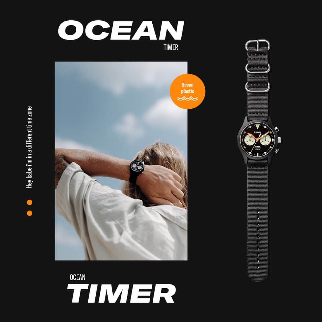 TRIWAさんのインスタグラム写真 - (TRIWAInstagram)「NEW DROP: OCEAN TIMER 🏄🏽  Introducing the latest addition to the Triwa family! This eco-friendly watch is crafted from recycled ocean plastic, with a 70s inspired design.  Ocean Timer also features the ability to display multiple time zones, making it the perfect accessory for travelers and globetrotters.   · 10 ATM water resistant  · Multiple time zones  · 40mm Case  · 20mm Strap  Keep track of time & save the ocean. This is Ocean Timer 🌏」3月23日 19時30分 - triwa
