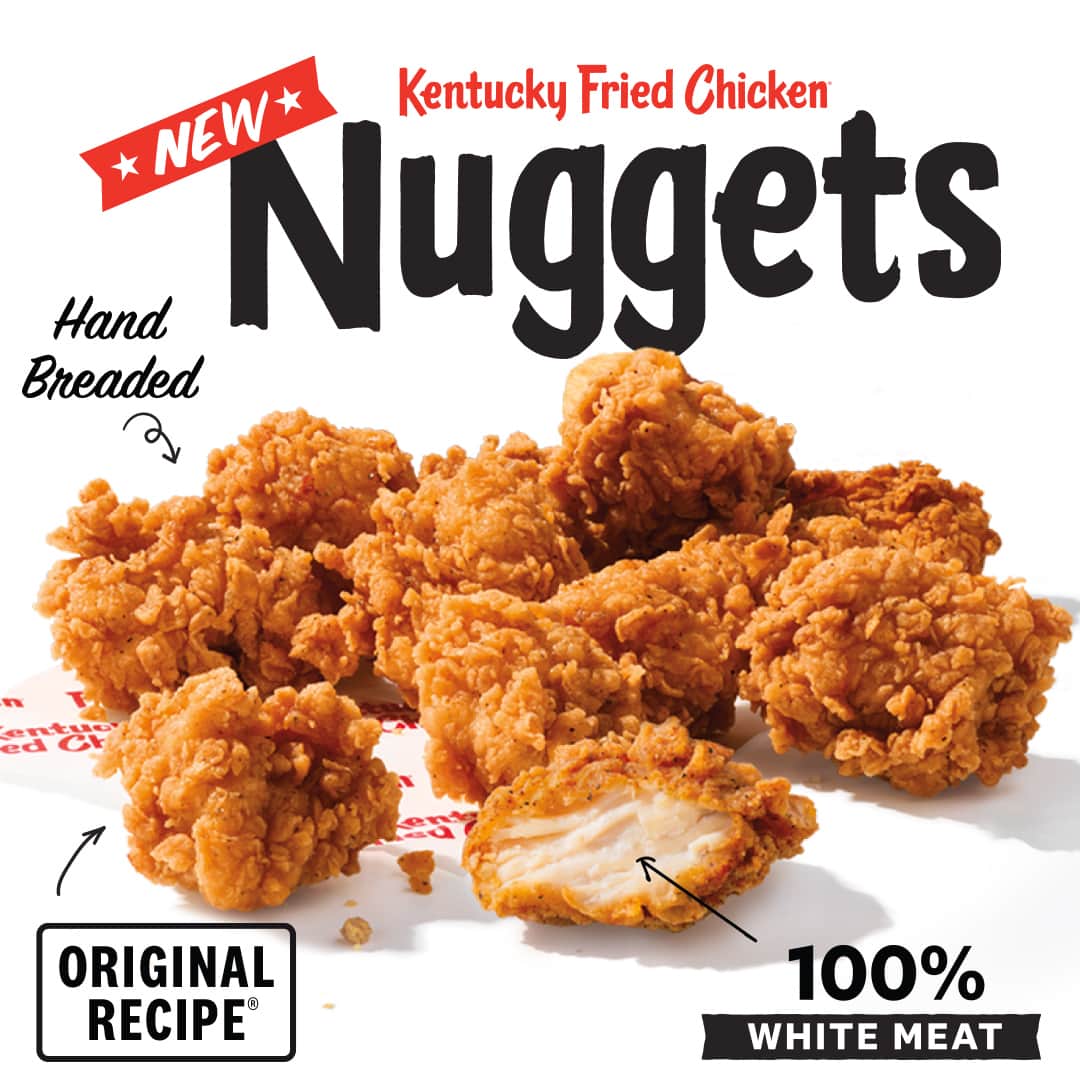 ケンタッキーフライドチキンのインスタグラム：「Let's do this: 🗣 KFC CHICKEN NUGGETS ARE COMING 3/27!  Why did it take us 70 years, you ask? You try fitting 11 herbs and spices into a delicious, dippable chicken nugget. You’ve NEVER had nuggets like these 👆」