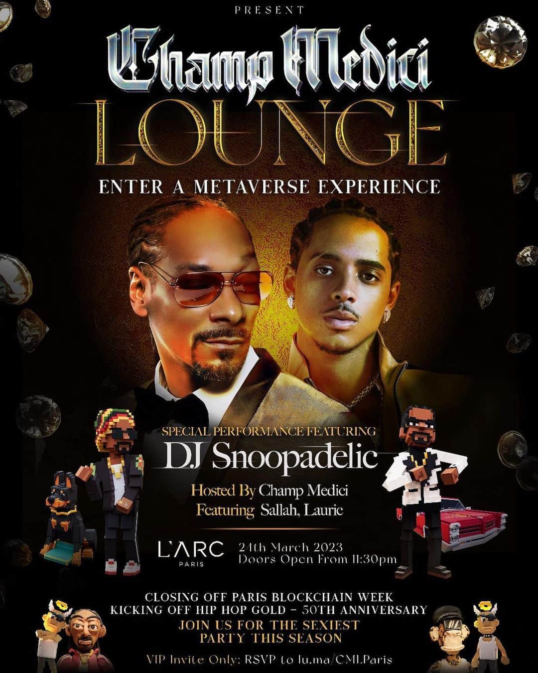コーデル・ブローダスのインスタグラム：「Paris Blockchain Week. Snoop Dogg’s tour. Sandbox, Claynation, Ledger, Gushcloud, Champ Medici - come on Paris! Would love to see all y’all」
