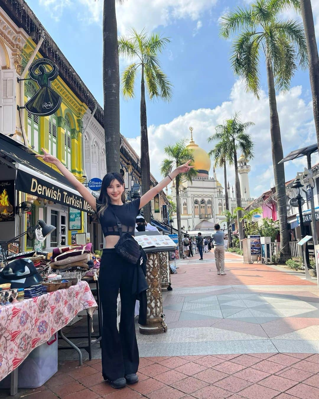 城品萌音のインスタグラム：「♡ In order to return to Japan from Penang, I re-entered Singapore🥰 I went to Arab Street@Singapore again, where @ayaka_ichihara took me I arrived in Singapore on the firstday. The town was the most beautiful with art ❤️‍🔥I love Arab miscellaneous goods😘  ペナンから日本に帰るために、シンガポール再入国🥰 シンガポール到着した初日にあーちゃんに連れいってもらった、アラブストリート@シンガポールにもう一度行きました！ 町中がアートで最高に美しかった❤️‍🔥アラブ系の雑貨大好き😘」