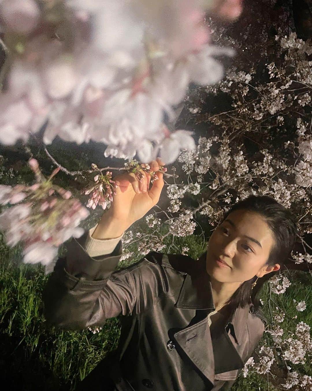 煌月爽矢のインスタグラム：「. .  隔了四年我終於又能看到日本的櫻花了🌸 我和媽媽和妹妹一起邊散步邊賞櫻。可以欣賞櫻花的時光很可貴，真的撼動人心。 櫻花是日本人的驕傲😍  日本に生まれて良かったなと感じる光景、満開の桜。 1年の中で限りある期間しか満開が見られないその儚さと、圧巻の美しさに心打たれますよねぇ🥺 4年ぶりに満開の季節に日本に滞在できて最高に幸せでした🥹  #夜桜 #日本は素敵な国 #日本大好き #台湾も大好き #櫻花季  #エモい写真撮る為に妹が連写 #今日台湾に来たら台湾はもう夏だった #31度だって😳」