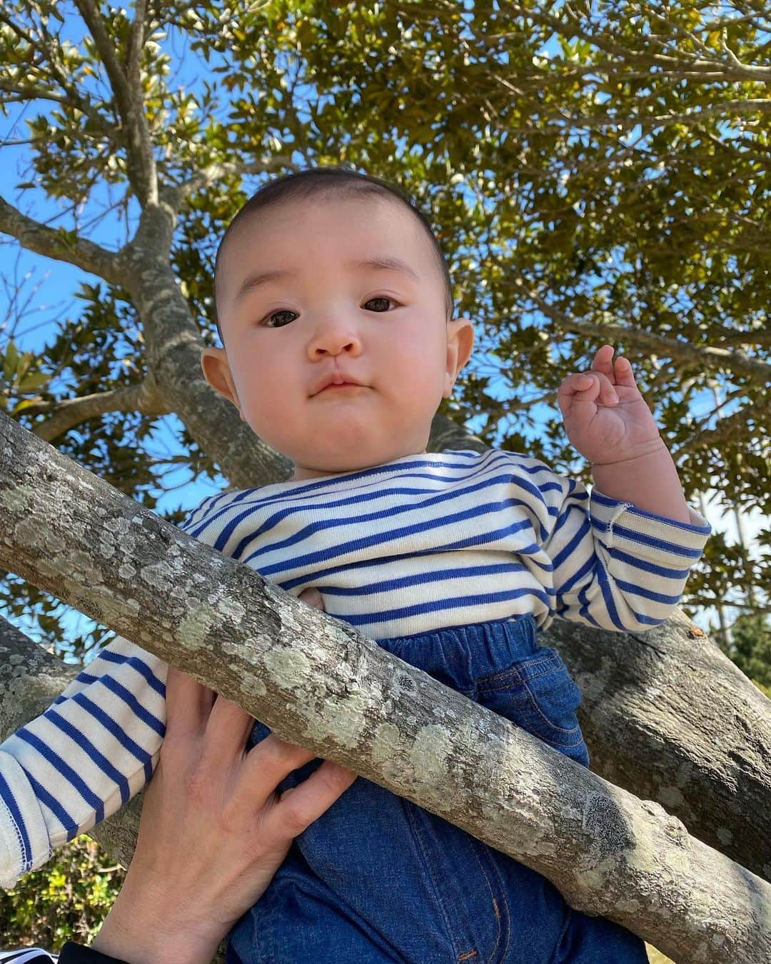 mai saitoさんのインスタグラム写真 - (mai saitoInstagram)「ポカポカ陽気ですっかり春だね🌸  みんなで公園に行ってきました〜  暖くん大きくなってきて、セパレートのお洋服を着せられるのうれしい🥰  #べびすたぐらむ#生後4ヶ月男の子#赤ちゃんのいる生活#男の子ベビー」3月24日 14時15分 - maimai__213