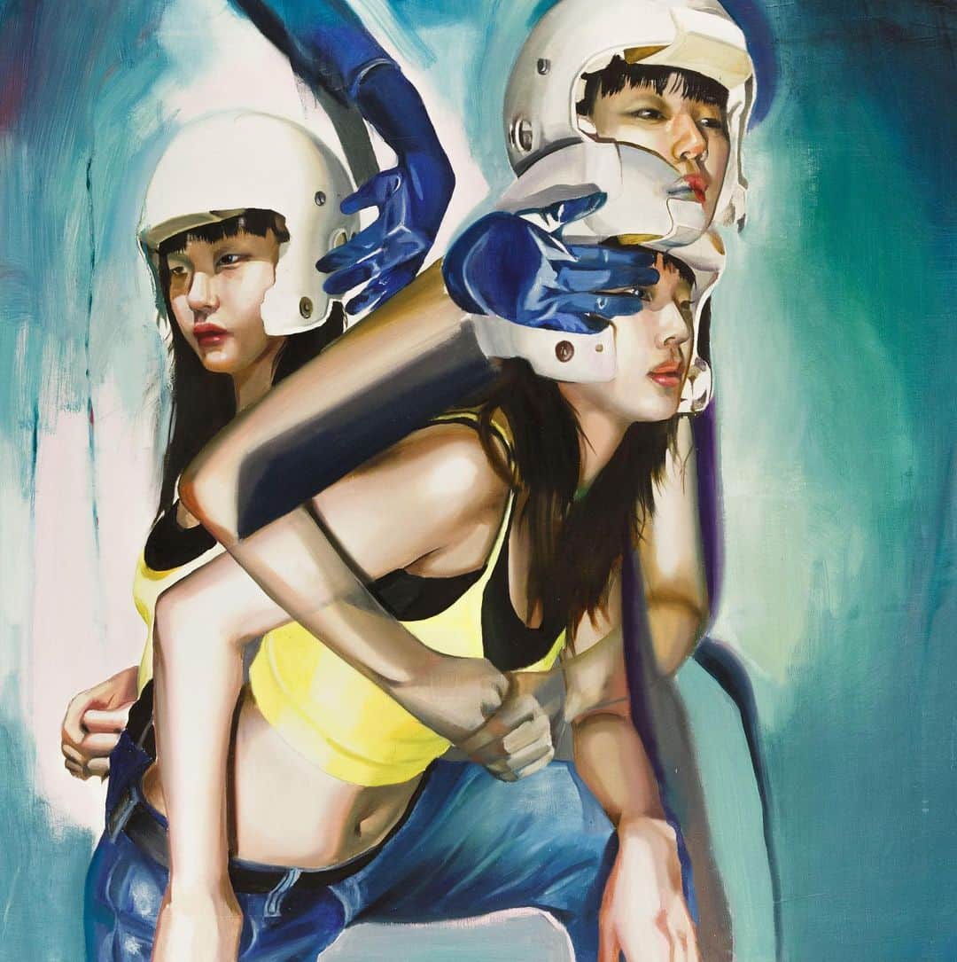 家入一真のインスタグラム：「杉山 日向子 @ghq_629   signal  acrylic on canvas 910×910mm 2022  #杉山日向子  #hinakosugiyama  #sugiyamahinako  #acrylic  #acrylicpainting  #contemporaryart  #artwork #urbanart  #現代美術  #現代アート  #コンテンポラリーアート  #アートコレクター  #アートコレクション  #artcollector  #artcollection  #japaneseart  #家入コレクション」