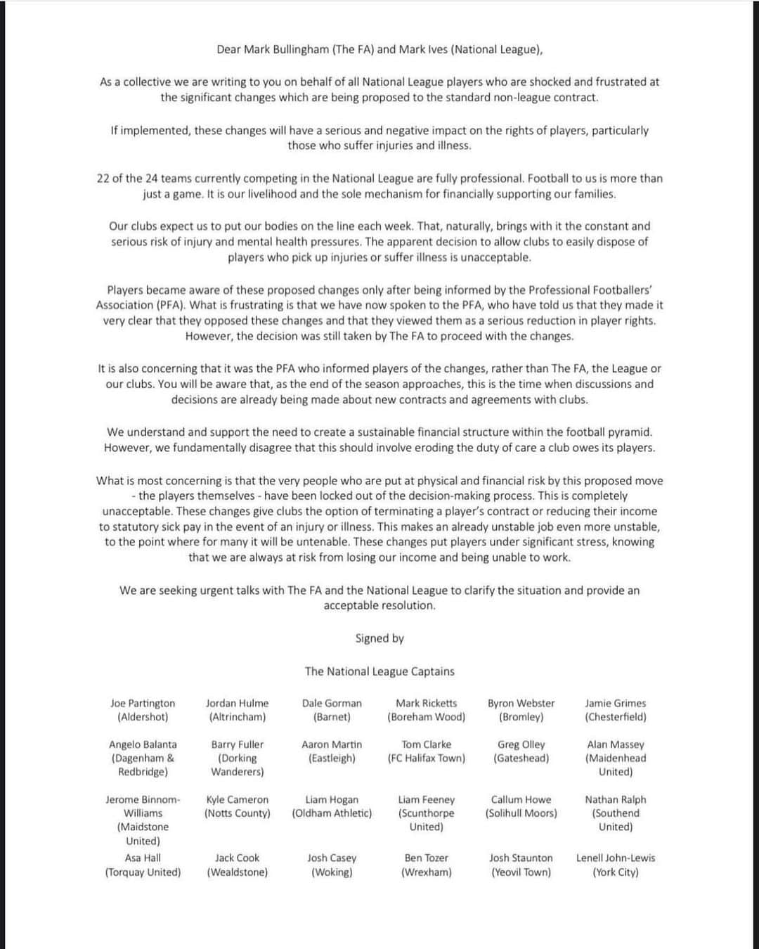 アントン・ファーディナンドのインスタグラム：「This is a letter to @england #vanaramanationalleague signed by all the captains in national league wanting to know what’s going on with the contract situation. It’s poor from the football authorities if this happens as for the @the_pfa where are you? A lot of the players have been members of your union b4 dropping out of the league does that mean they don’t matter?? #nationalleaguecontracts #nationleague」