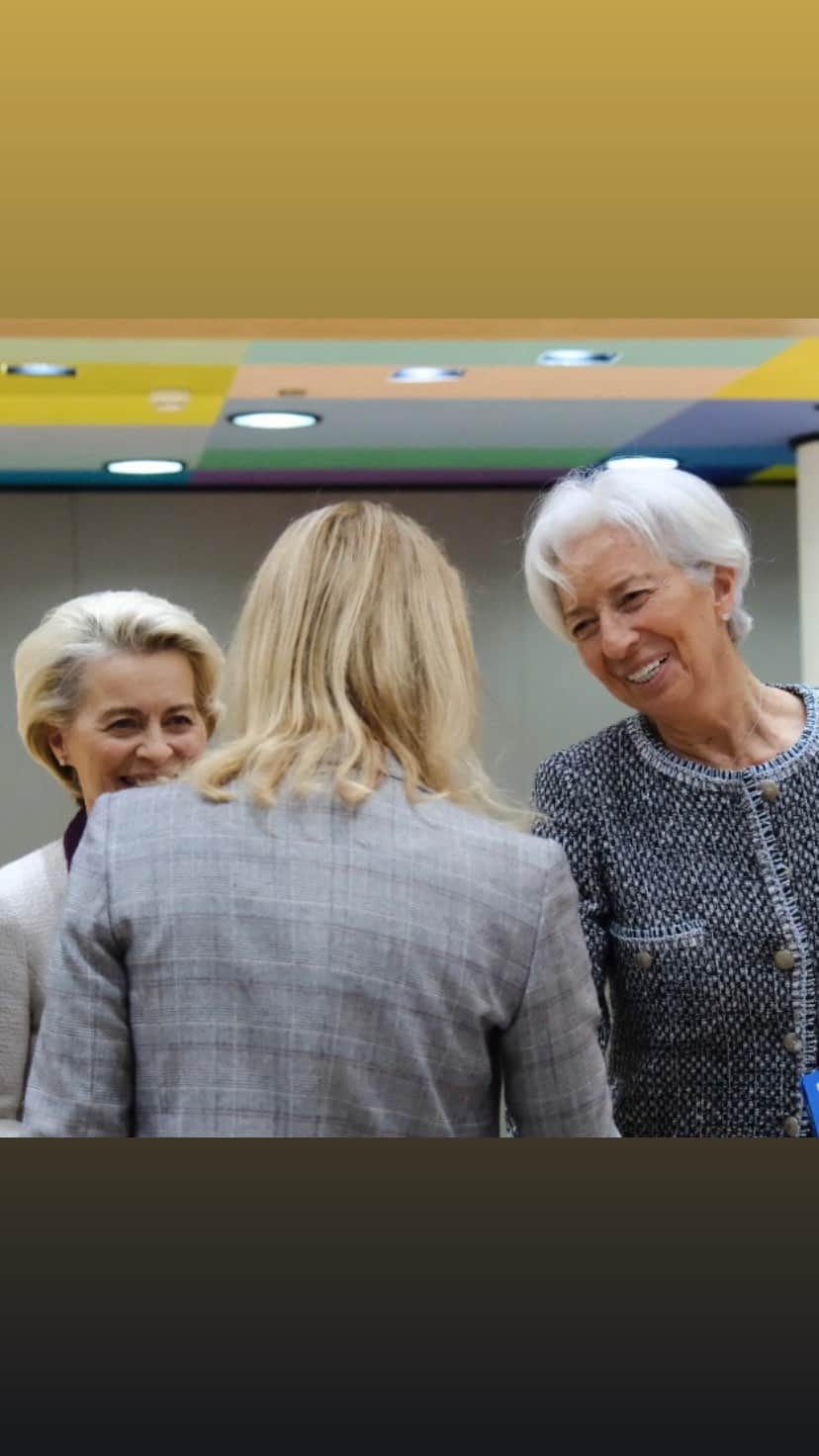 のインスタグラム：「Fruitful discussions with Europe’s leaders at today’s Euro Summit.  The euro area banking sector is resilient, but we must keep working to strengthen our union.」