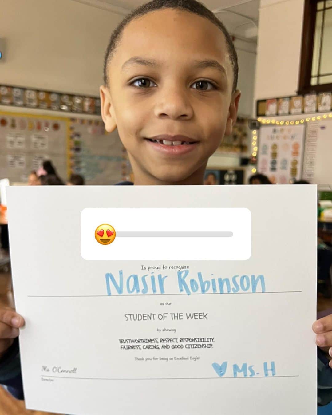ネイト・ロビンソンのインスタグラム：「So proud of my son, 1st grade going by fast , LFG Nasir Robinson keep up the good work son」
