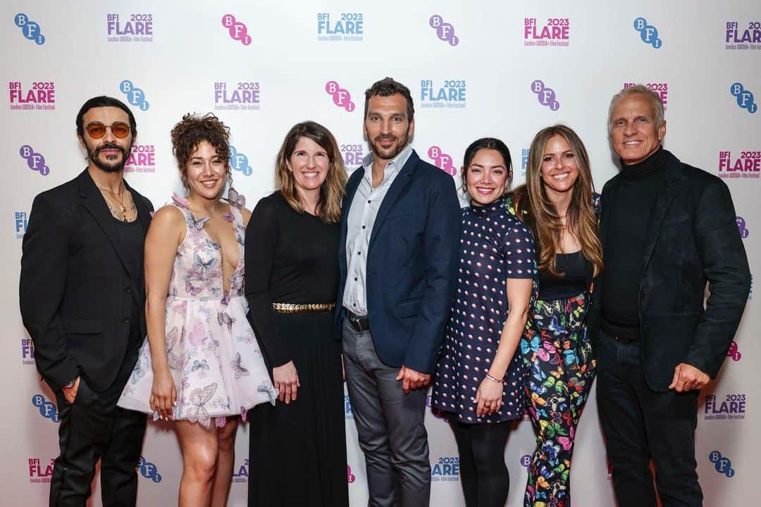 パトリック・ファビアンのインスタグラム：「Proud to represent the producing team (@mandyjuneturpin @6withheels @jeffnimoy @daliarooni ) as celebrates the #WorldPremiere of @mandyfab ‘s @jessplusnone at the #bfiflare film festival to two SOLD OUT screenings.  Thank you @britishfilminstitute for such a wonderful reception & thanks to our London Artist friends who came to support….  designers @palmerharding @l_e_v_i_p_a_l_m_e_r @m_a_t_t_h_e_w_h_a_r_d_i_n_g   Musician @leonijanekennedy & Actress @jamieroseduke   Much love to all and everyone…. 🙏💙🙏💙🙏💙🙏💙 Seee you Stateside Soon!」