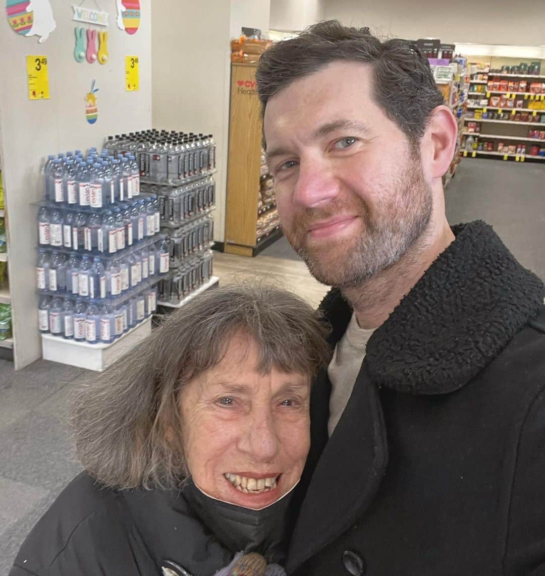 ビリー・エイチュナーのインスタグラム：「I got to NY last night, I run into CVS this afternoon and I immediately run into Elena. She says hi. She also said she knows a monk in Mexico who watches Billy on the Street and then muttered something about someone being “an asshole.” There’s no place like home. ❤️」