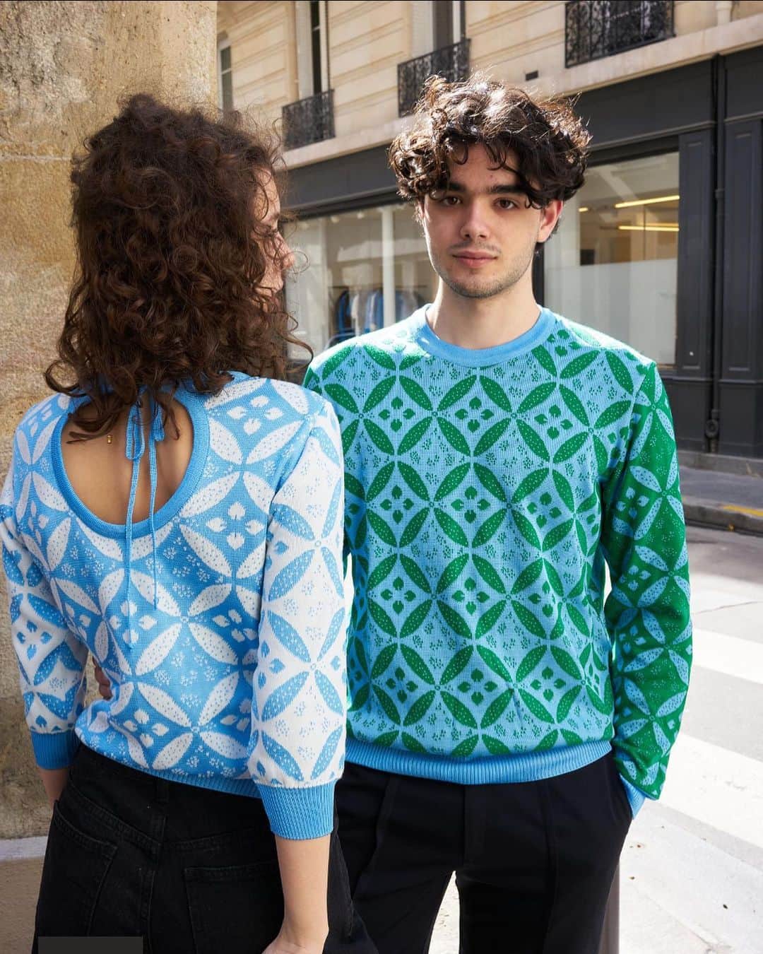 エロトクリトスのインスタグラム：「New Silk blend flower pattern knitwear for spring are now available online and in store.  Photo @nazar.shu Models @anixikrtl and @sev3n_prod」