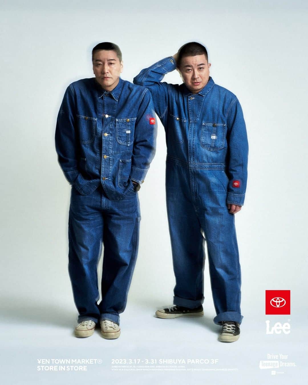 TOYOTAさんのインスタグラム写真 - (TOYOTAInstagram)「TOYOTA DYTD Collaboration Fruit Of The Loom | Lee  3⽉31⽇まで渋⾕PARCO 3階 @yentownmarket  にて、TOYOTA DYTDとLee、Fruit Of The Loomとのコラボ商品を販売中！  Leeのルックには⼈気お笑いコンビ、チョコレートプラネットの2⼈を起⽤！ Fruit Of The LoomのルックにはRIEHATA率いるRHTに所属し、様々なアーティストへの振り付けを⾏うReiNaとスケーターとして世界で活躍するKyonosukeの2⼈を起⽤！  スタイリッシュかつ⽇常⽣活においても着やすいアイテムなので要チェックです。  これらのアイテムに関してはYENTOWNMARKETのオンラインでも購⼊可能です。  TOYOTA DYTD,Lee and Fruit Of The Loom will collaborate with Yentownmarket on the 3rd floor of Shibuya PARCO from March 17 to March 31! The Lee look features two members of the popular comedy duo Chocolate Planet! Fruit Of The Loom‘s look features ReiNa, who belongs to RIEHATA-led RHT and choreographs for various artists, and Kyonosuke, who is active worldwide as a skater. The items are stylish and easy to wear in everyday life, and are a must-see. These items are also available online at YENTOWNMARKET.  #TOYOTA #トヨタ #dytd #driveyourteenagedreams #shibuyaparco #渋谷parco #ポップアップ #Lee #FruitoftheLoom #チョコレートプラネット #チョコプラ #ReiNa #kyonosuke #yentownmarket」3月25日 19時00分 - toyota_jp