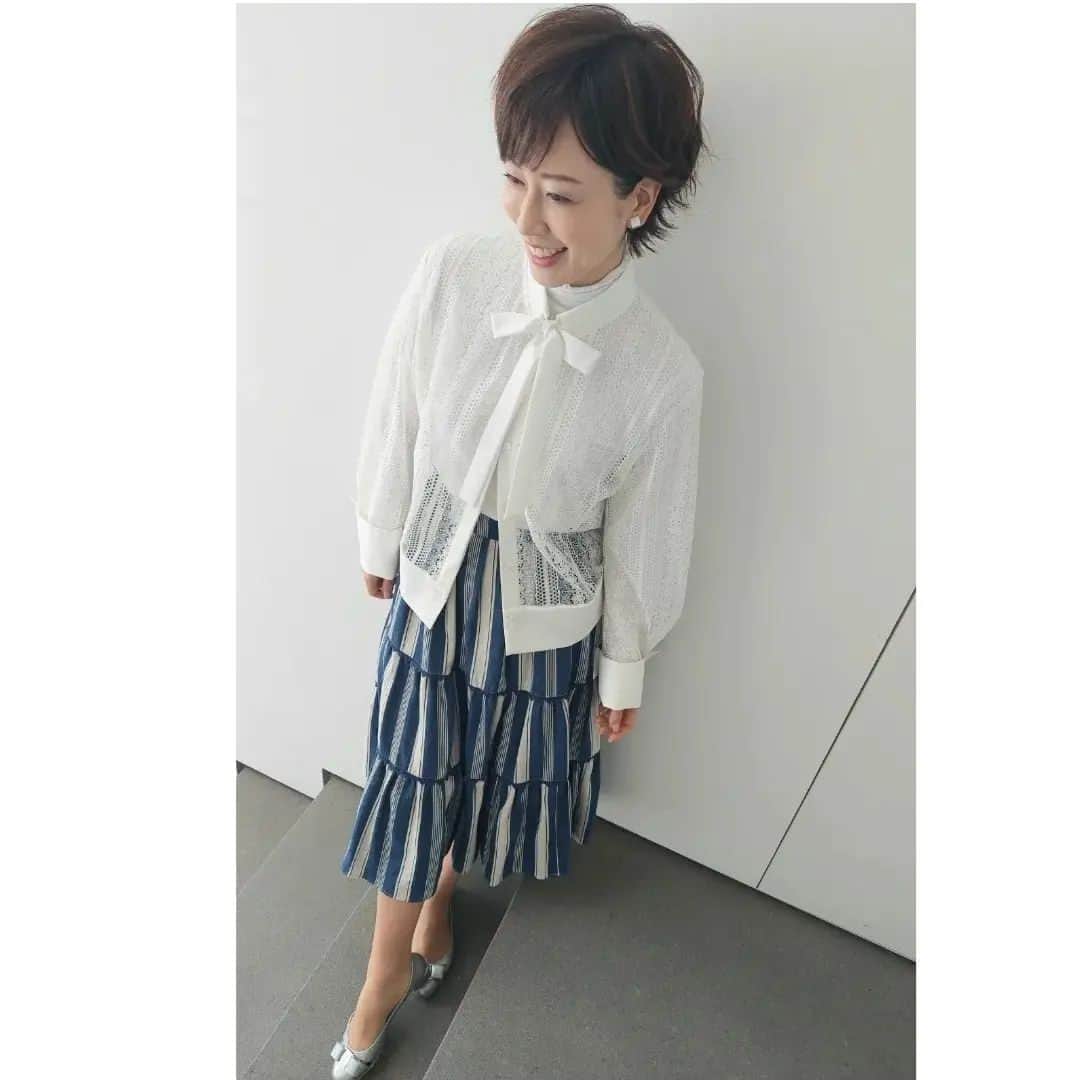 津野瀬果絵のインスタグラム：「. デニムスカートはいてみました～！ . . #今日のコーデ#生放送てんじんnow#tnc#春コーデ#今日もご覧頂きありがとうございました」