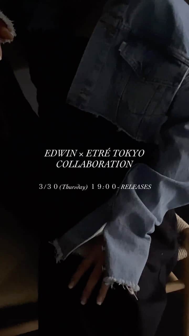 JUNNAのインスタグラム：「EDWIN × ETRÉ TOKYO COLLABORATION ITEM  昨年に引き続き今年も！ EDWIN とのコラボレーションアイテムが 3月30日(木) 19:00 より発売決定🙌 今回はワンピース、ワイドパンツ、 ショートジャケット、 昨年発売したハイライズサススカートには 新色のホワイトが加わり4アイテム展開となっております。  EDWIN が手掛ける未来のための 循環型ジーンズプロジェクトCO:RE。 今回のコラボレーションアイテムは全て リサイクル技術を駆使して誕生した デニム生地を使用。 ETRÉ TOKYO らしい ディテールをたっぷり詰め込んだ 拘りのラインナップとなっておりますので、 是非この機会にご覧ください。  @etretokyo @edwin_japan #etretokyo」