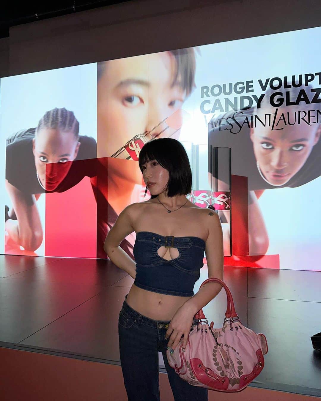 柚月瀬那のインスタグラム：「@yslbeauty 💄💋  さきちゃんとお揃いの#14番 つけれて嬉しい💋🤎 #キャンディグレーズ　#yslbeauty #pr」