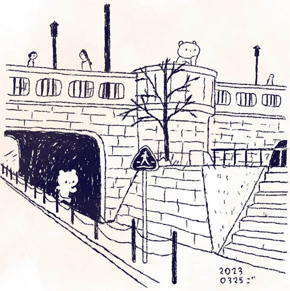 合田経郎さんのインスタグラム写真 - (合田経郎Instagram)「橋で。 #週末スケッチ　#らくがき生活　#sketch #holidaysketch」3月25日 23時36分 - tgdwf