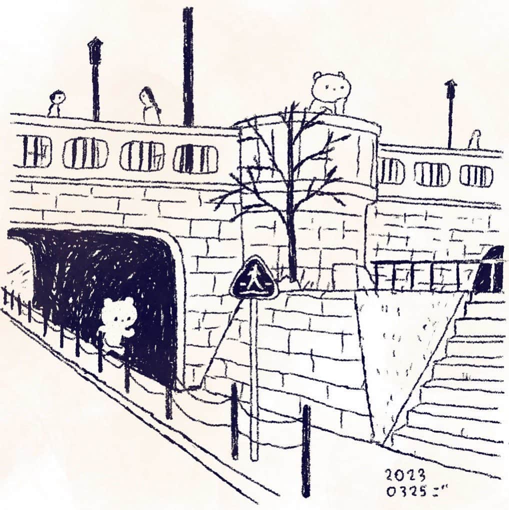 合田経郎のインスタグラム：「橋で。 #週末スケッチ　#らくがき生活　#sketch #holidaysketch」