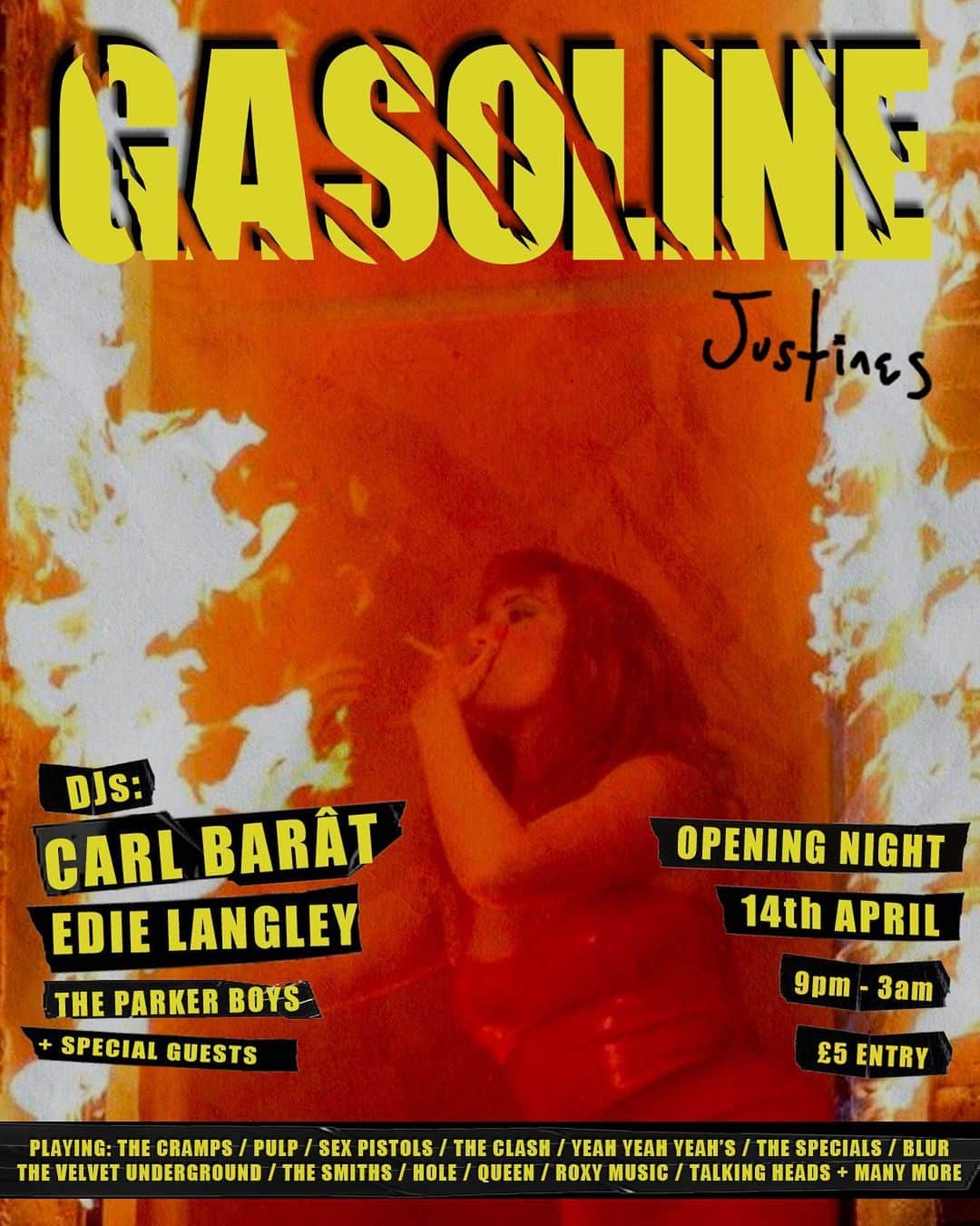 カール・バラーのインスタグラム：「@justinesmargate opening night x  ‘Come and wet the head of Margate’s long awaited new baby, with Carl, Edie and special guests on the decks at brand new belter of a night 'GASOLINE'. Get down nice and early for those indie killers The Parker Boys and opening night drink deals.   Expect to hear the finest of indie, rock and punk until 3am, tickets on @dicefm now x’  https://linktr.ee/justinesmargate」
