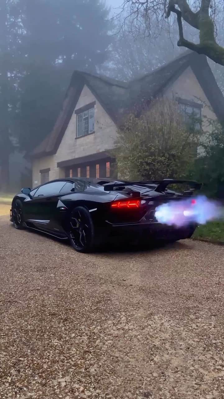 Dirk A. Productionsのインスタグラム：「BBQ day! 🔥🔥 . . . #Lamborghini #Aventador #SVJ #Flames #Exhaust #Titanium #CarbonFiber #Reel @philipirelandsupercars」
